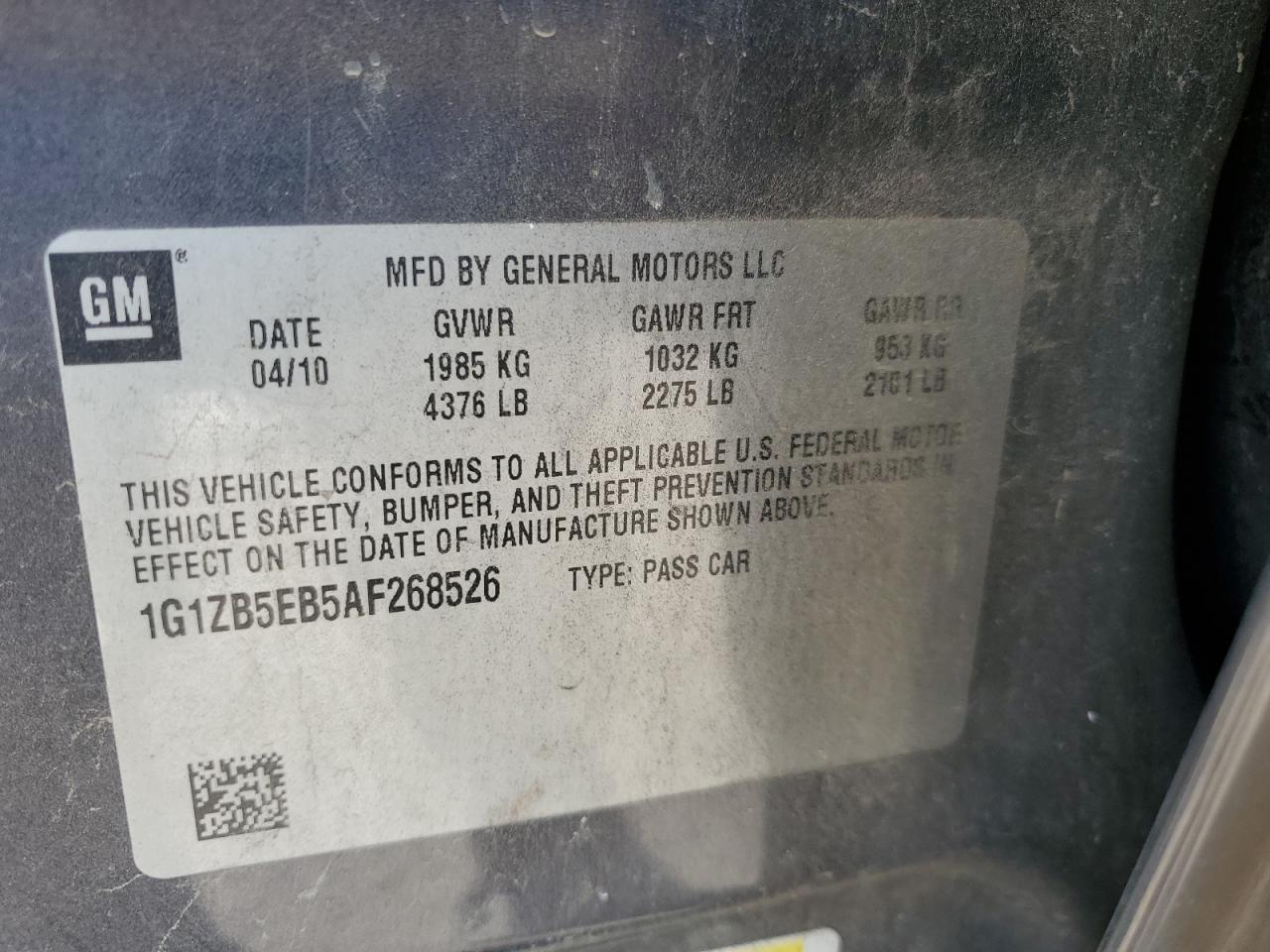 1G1ZB5EB5AF268526 2010 Chevrolet Malibu Ls