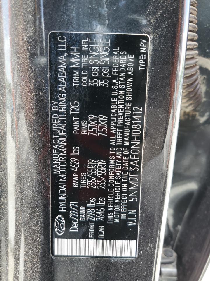 5NMJF3AE0NH081412 2022 Hyundai Tucson Sel