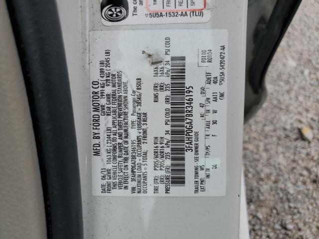 2011 Ford Fusion S VIN: 3FAHP0GA7BR346195 Lot: 59096414