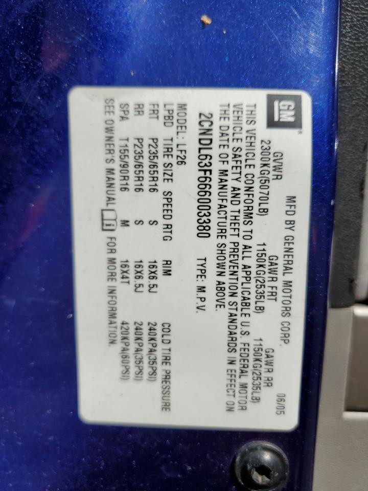 2CNDL63F666003380 2006 Chevrolet Equinox Lt
