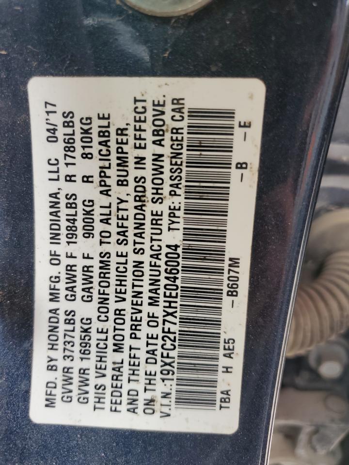 19XFC2F7XHE046004 2017 Honda Civic Ex 19XFC2F7XHE046004 2017 Honda Civic Ex