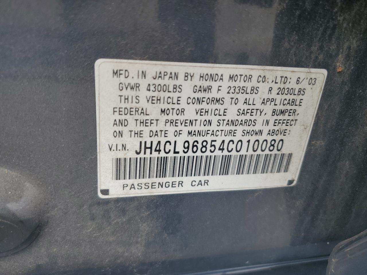 JH4CL96854C010080 2004 Acura Tsx