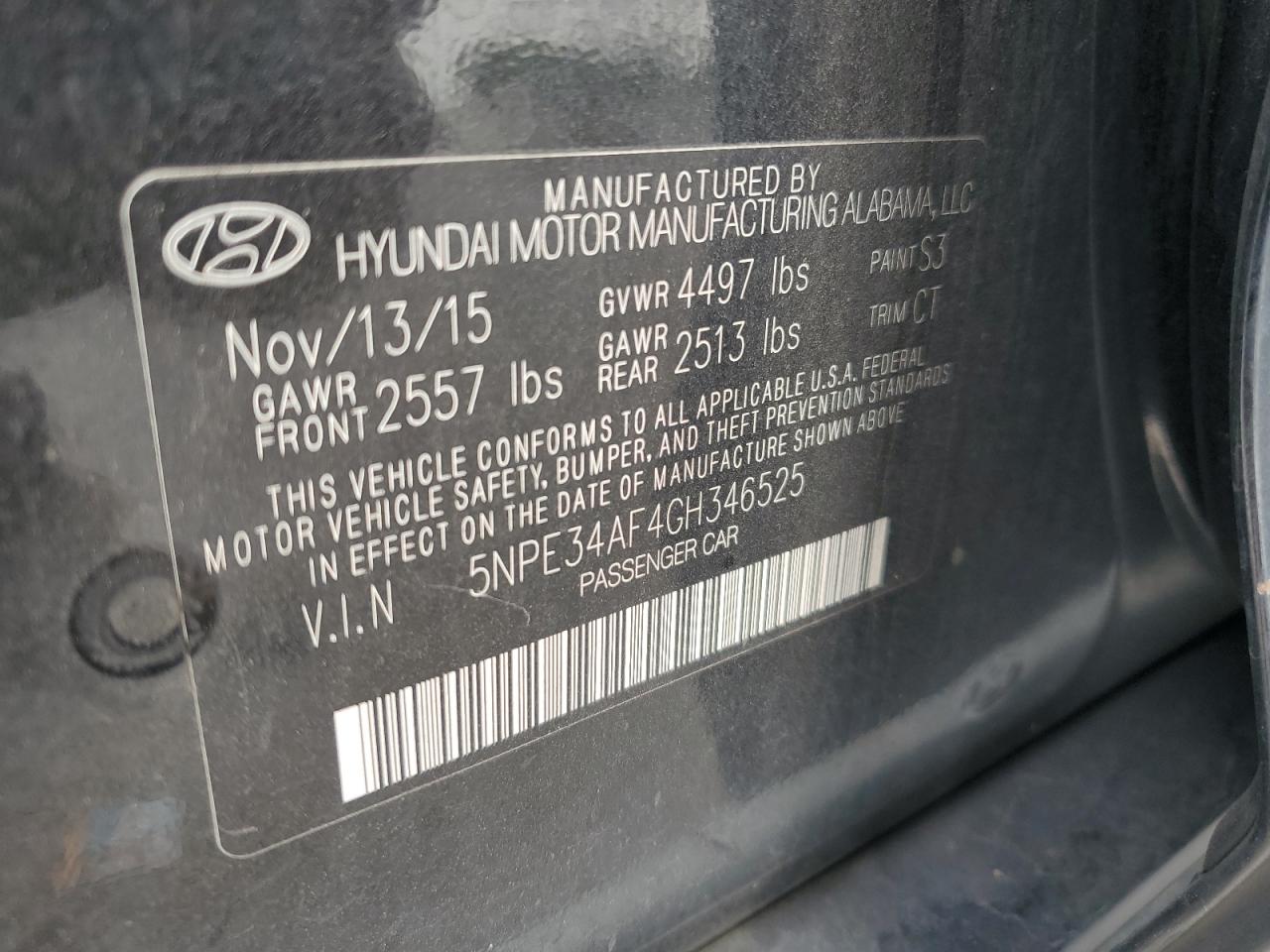 5NPE34AF4GH346525 2016 Hyundai Sonata Sport