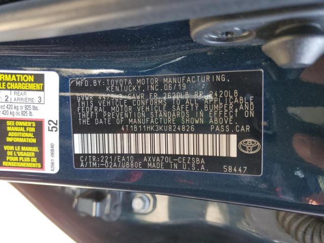 VIN 4T1B11HK3KU824826 2019 Toyota Camry, L no.13