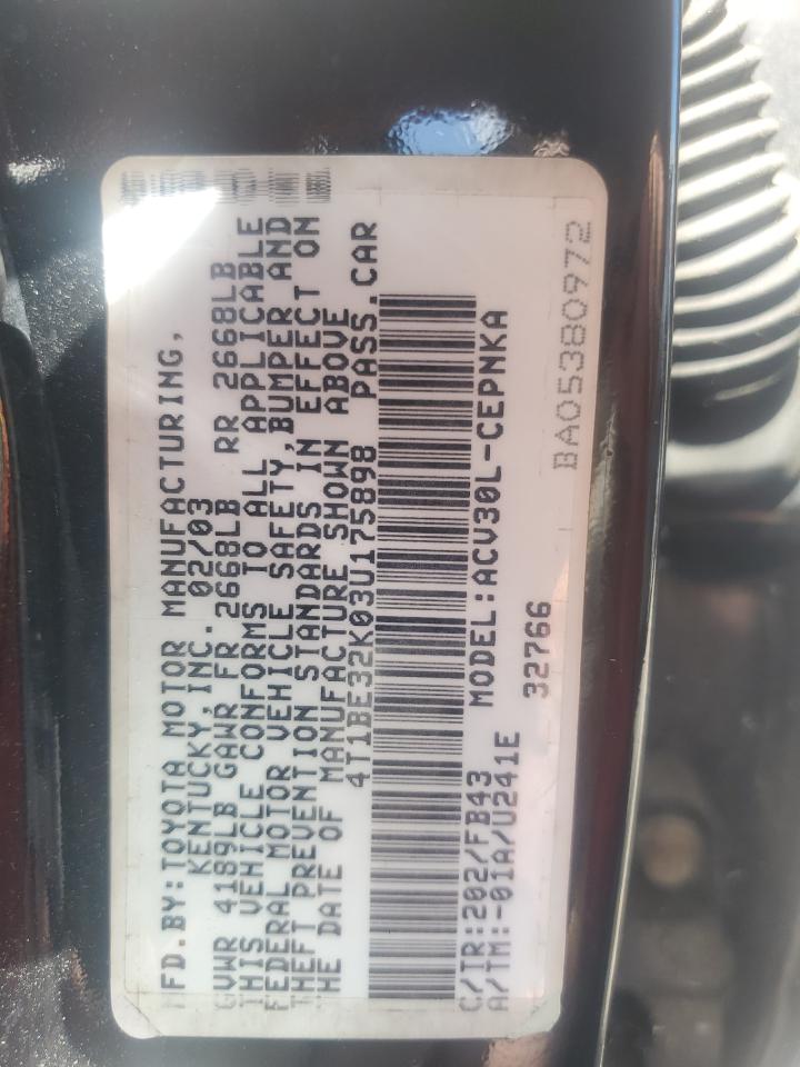 4T1BE32K03U175898 2003 Toyota Camry Le