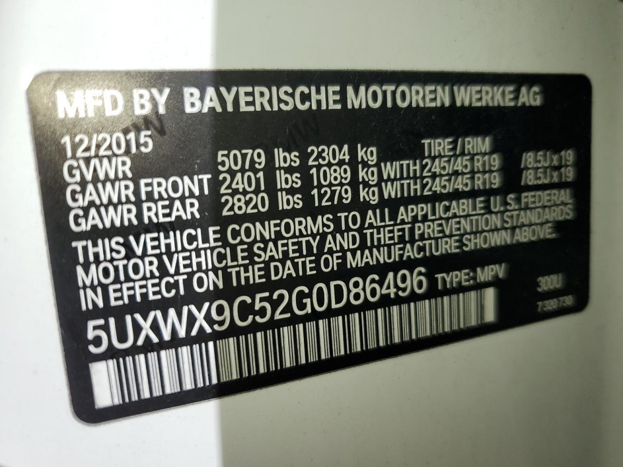 5UXWX9C52G0D86496 2016 BMW X3 xDrive28I