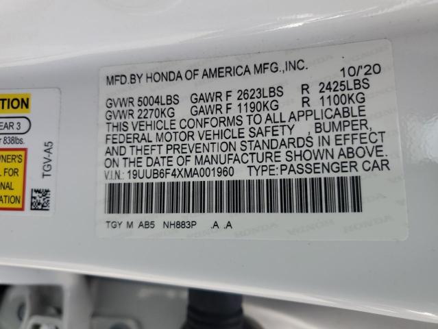 2021 Acura Tlx Technology VIN: 19UUB6F4XMA001960 Lot: 61001934