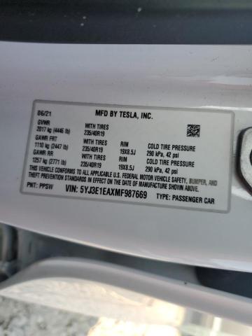 2021 TESLA MODEL 3 - 5YJ3E1EAXMF987669