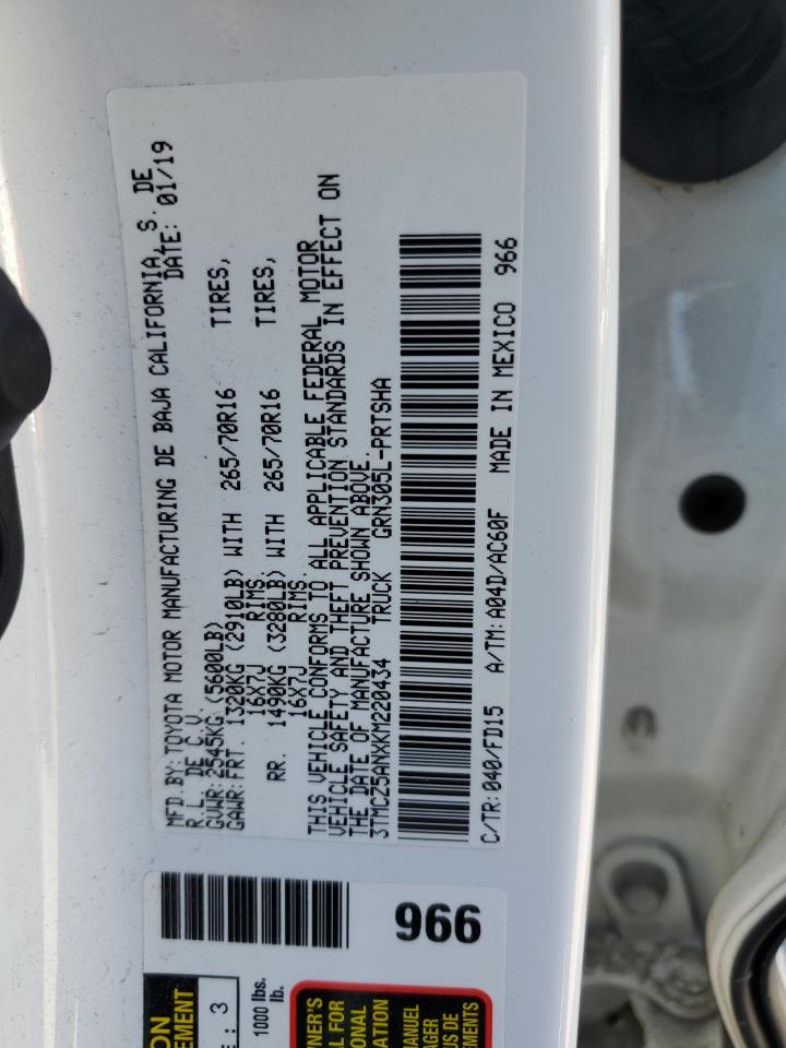 3TMCZ5ANXKM220434 2019 Toyota Tacoma Double Cab