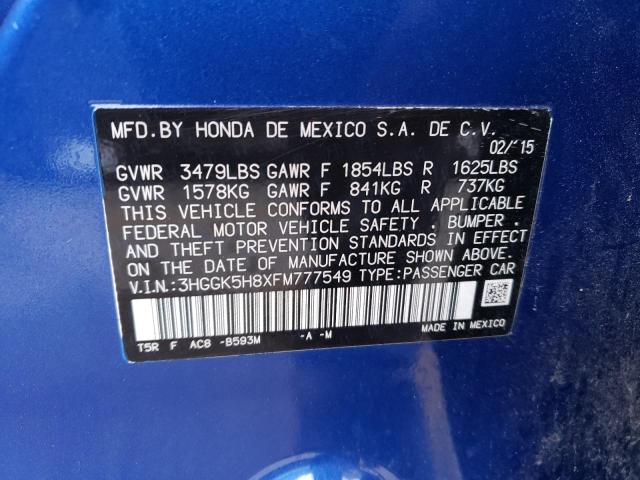 2015 Honda Fit Ex VIN: 3HGGK5H8XFM777549 Lot: 62397844