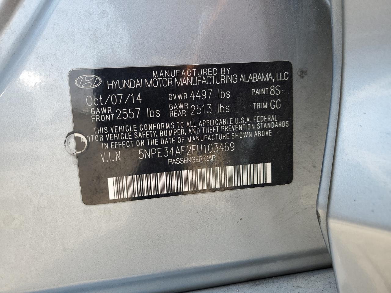 5NPE34AF2FH103469 2015 Hyundai Sonata Sport