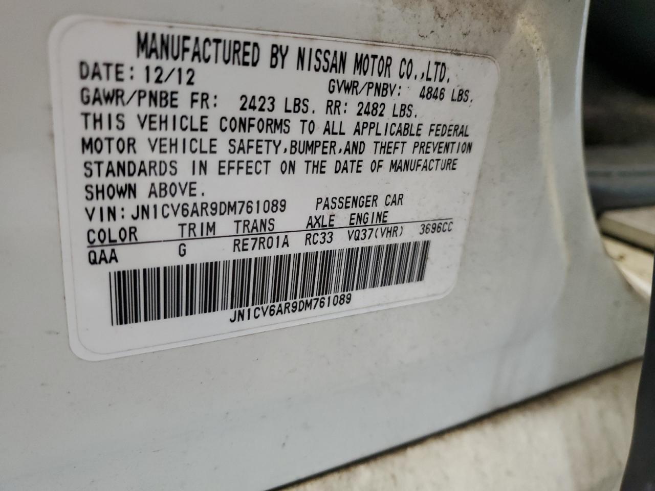 JN1CV6AR9DM761089 2013 Infiniti G37