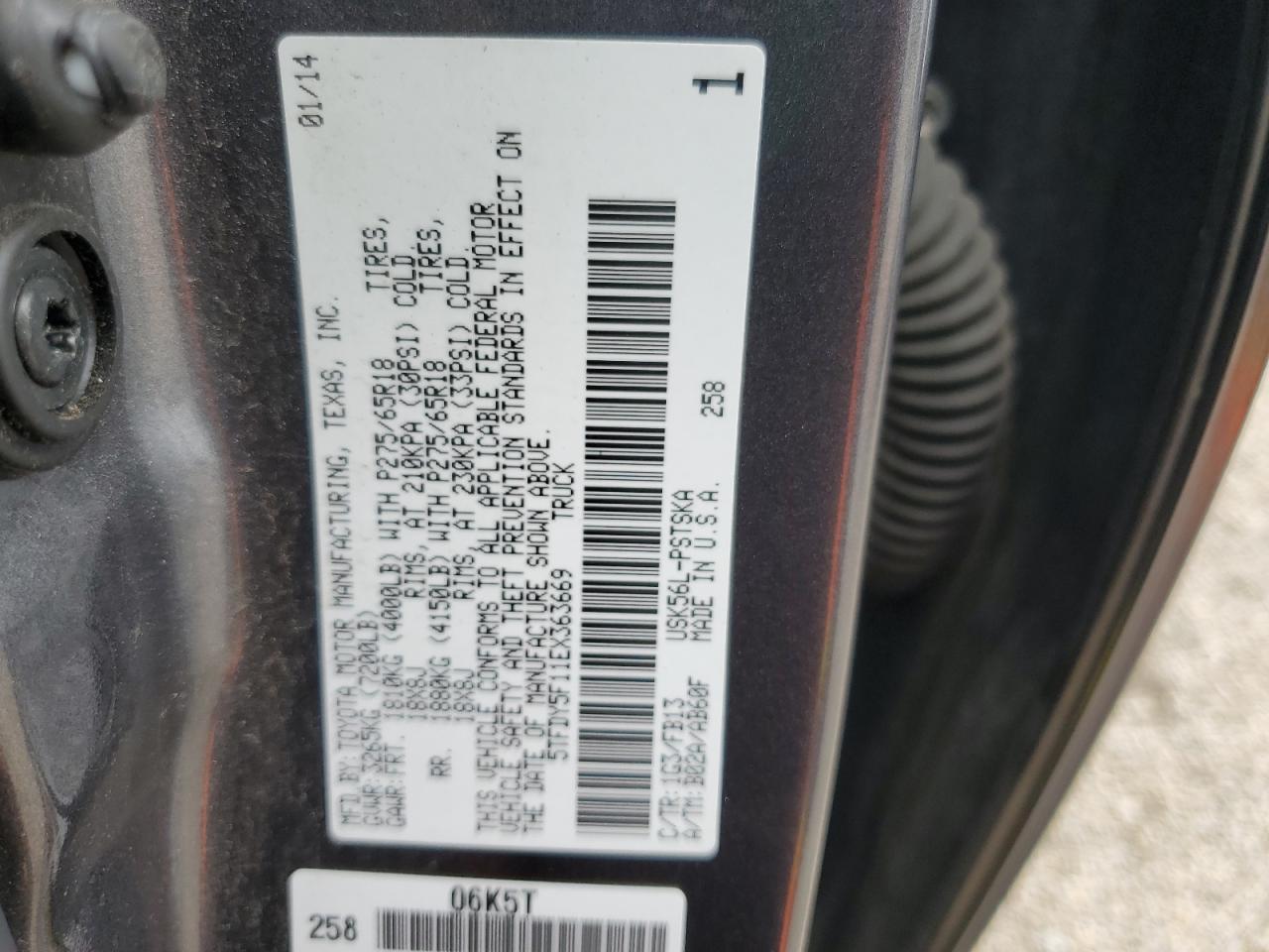 5TFDY5F11EX363669 2014 Toyota Tundra Crewmax Sr5