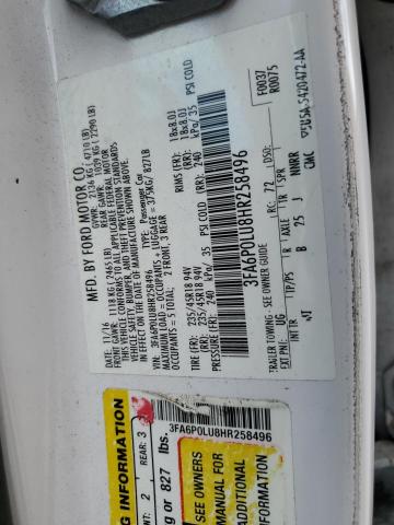 2017 Ford Fusion Se Hybrid VIN: 3FA6P0LU8HR258496 Lot: 61806954