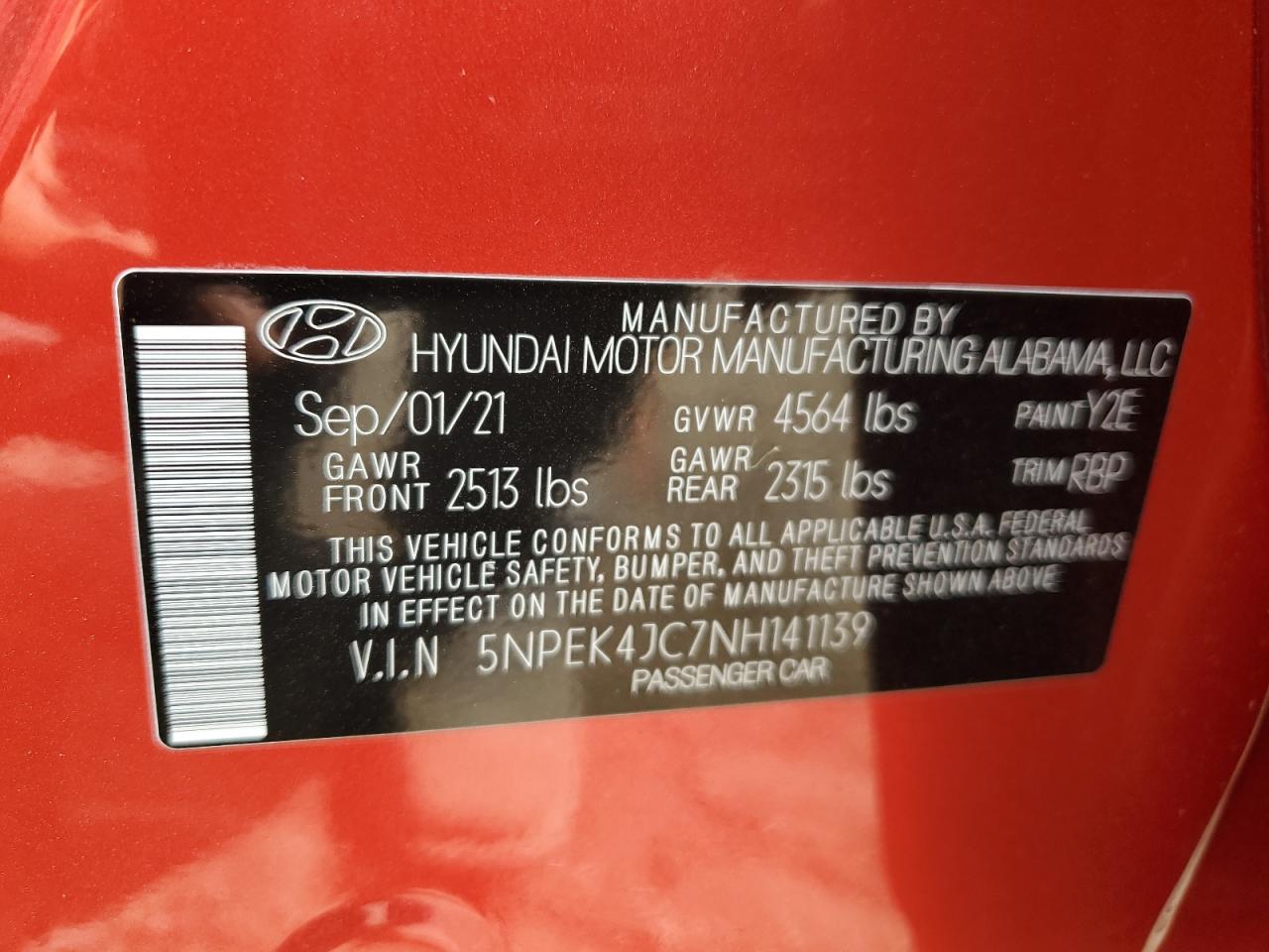 5NPEK4JC7NH141139 2022 Hyundai Sonata N Line