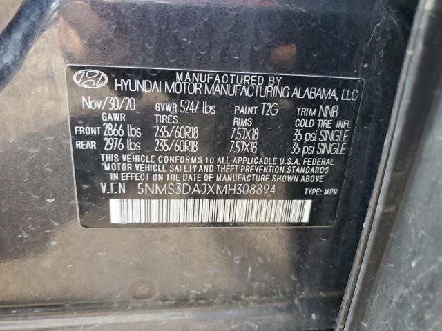 2021 Hyundai Santa Fe Sel VIN: 5NMS3DAJXMH308894 Lot: 61654984