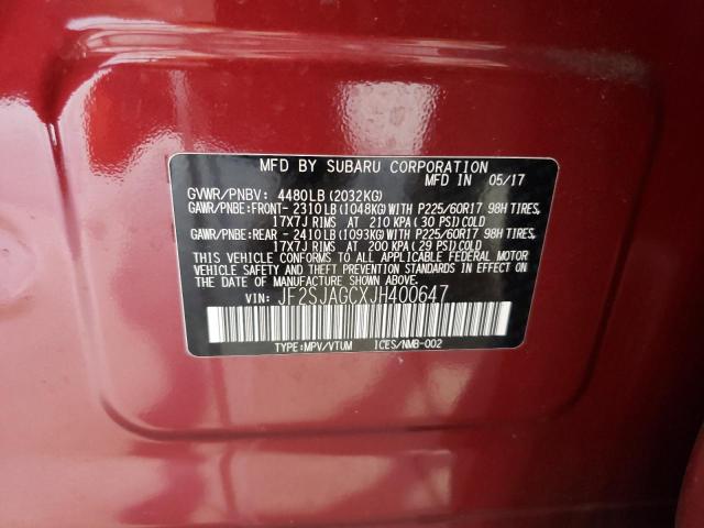 2018 SUBARU FORESTER JF2SJAGCXJH400647