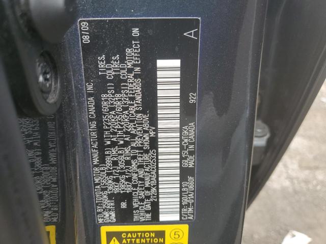 2010 Lexus Rx 350 VIN: 2T2BK1BA6AC025325 Lot: 61045884