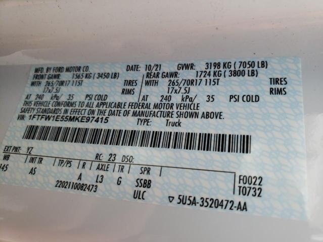 2021 FORD F150 SUPER - 1FTFW1E55MKE97415