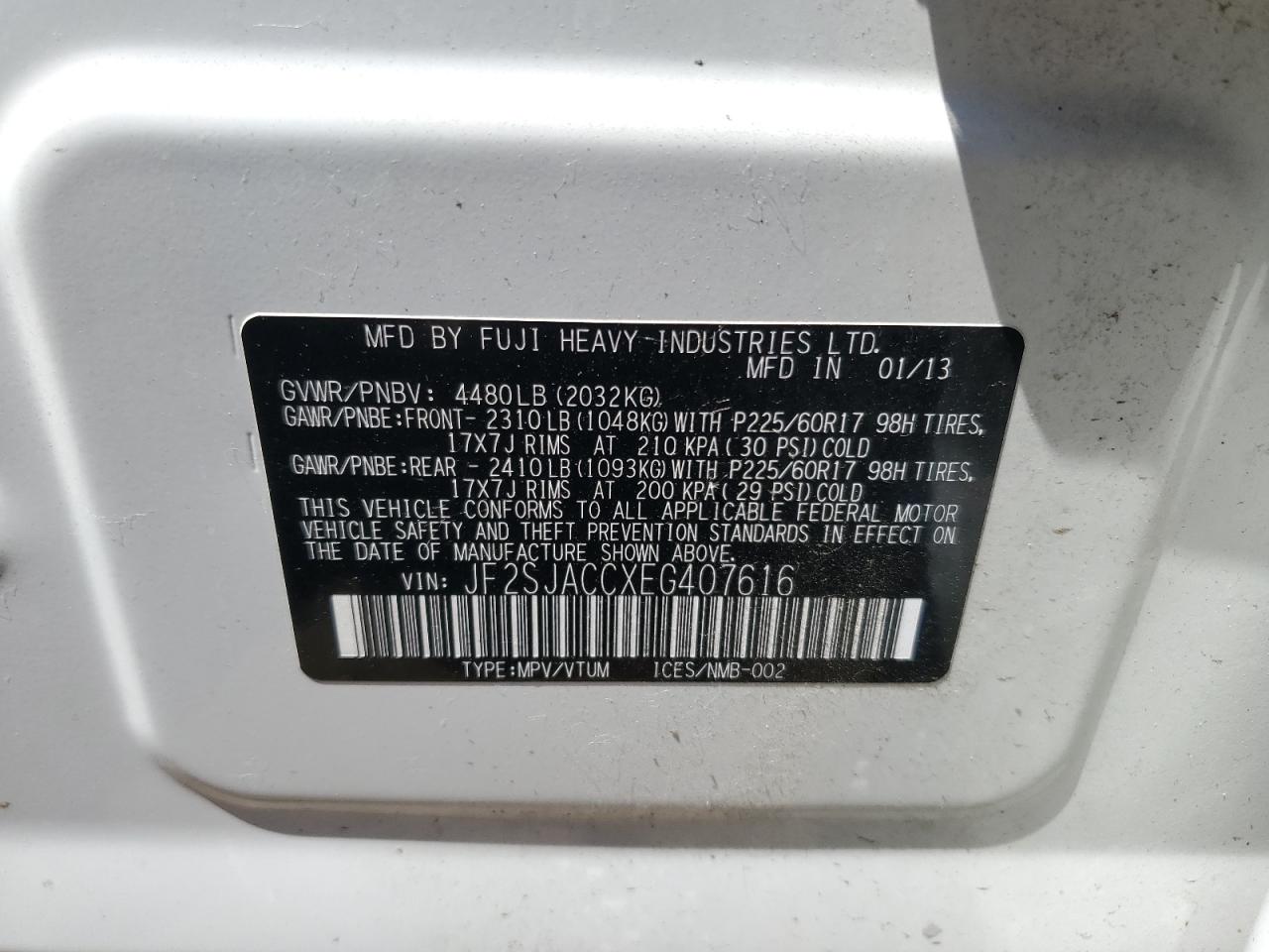 JF2SJACCXEG407616 2014 Subaru Forester 2.5I Premium