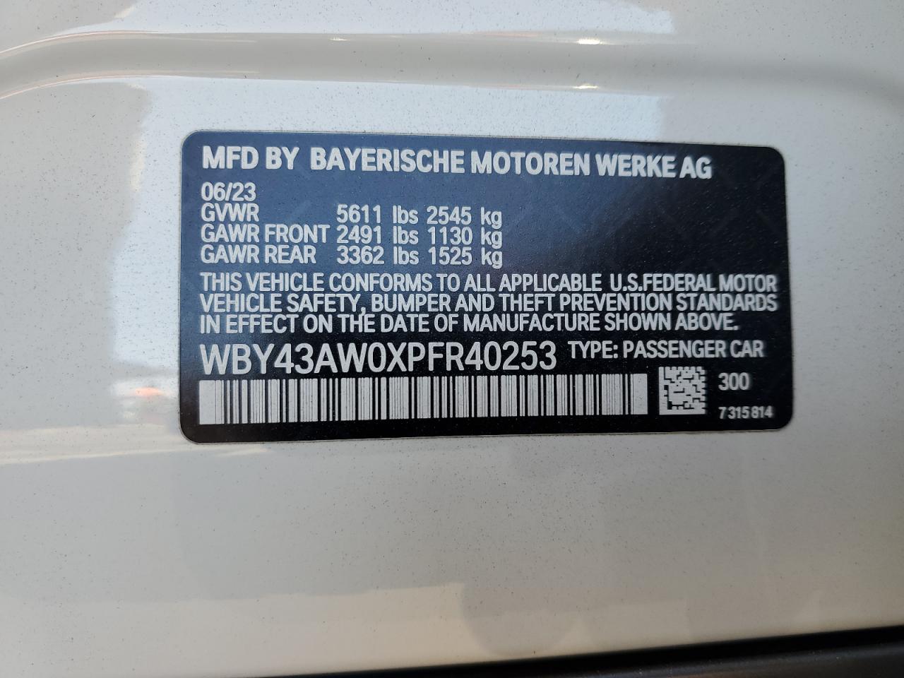 WBY43AW0XPFR40253 2023 BMW I4 Edrive 35