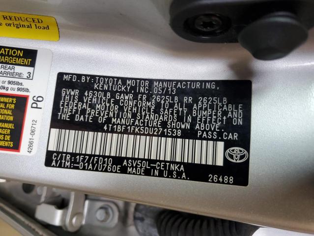 VIN 4T1BF1FK5DU271538 2013 Toyota Camry, L no.12