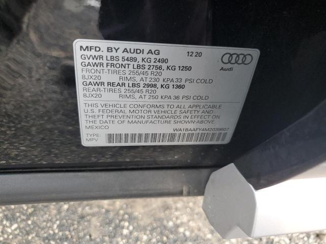 VIN WA1BAAFY4M2039607 2021 Audi Q5, Premium Plus no.12