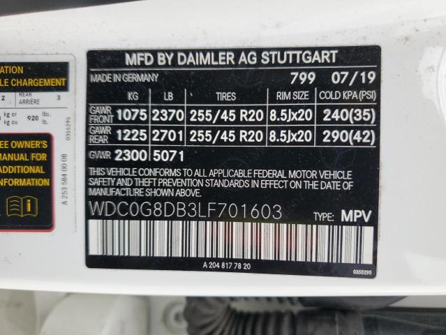 2020 MERCEDES-BENZ GLC 300 WDC0G8DB3LF701603  62444544