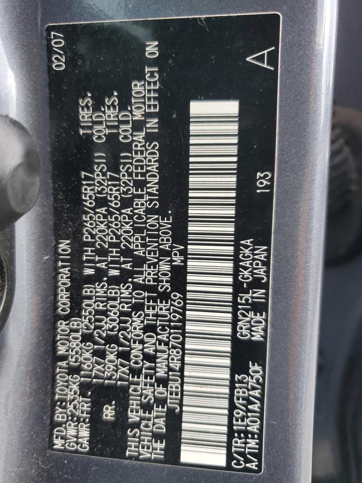 JTEBU14R870119769 2007 Toyota 4Runner Sr5