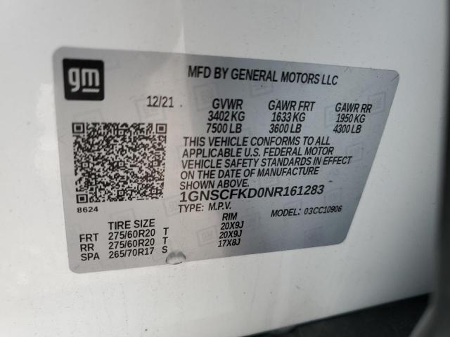 2022 CHEVROLET SUBURBAN C - 1GNSCFKD0NR161283