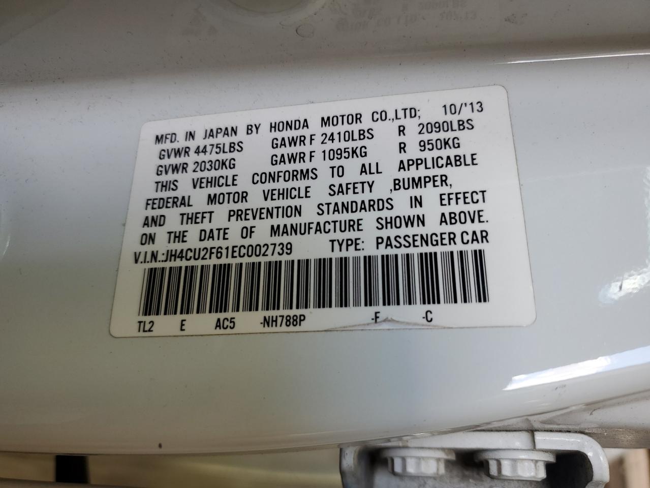 JH4CU2F61EC002739 2014 Acura Tsx Tech