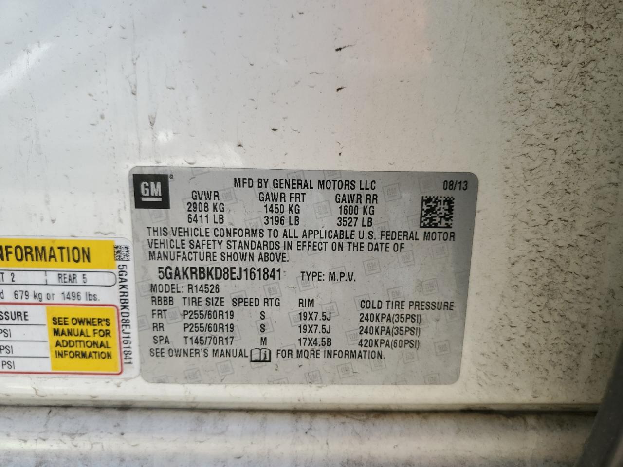 5GAKRBKD8EJ161841 2014 Buick Enclave