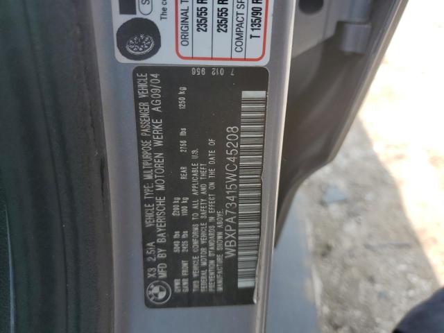 2005 BMW X3 2.5I VIN: WBXPA73415WC45208 Lot: 62792704