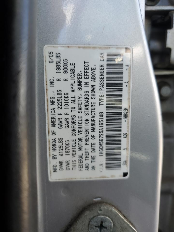 1HGCM56725A165148 2005 Honda Accord Ex