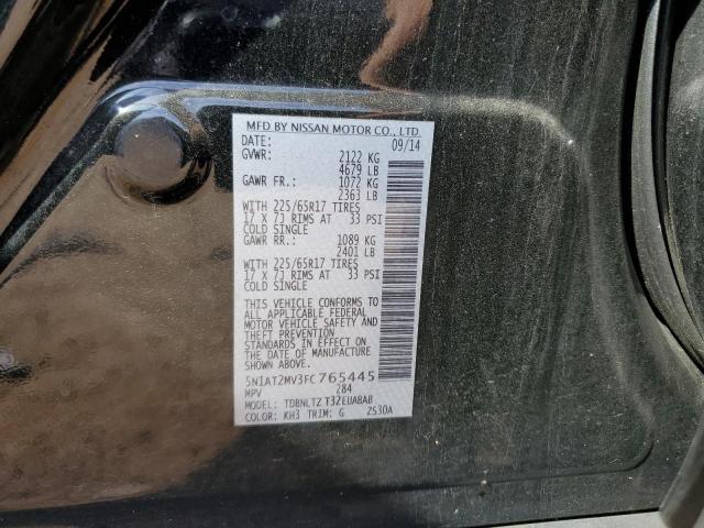 2015 Nissan Rogue Sv VIN: 5N1AT2MV3FC765445 Lot: 40751137