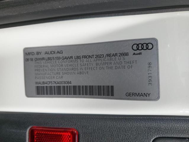 2019 AUDI S5 PREMIUM WAUB4CF57KA003084