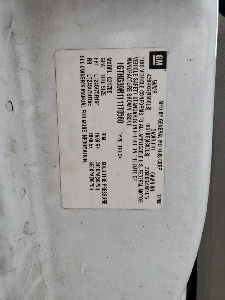 1GTHG39R111170560 2001 GMC Savana G3500