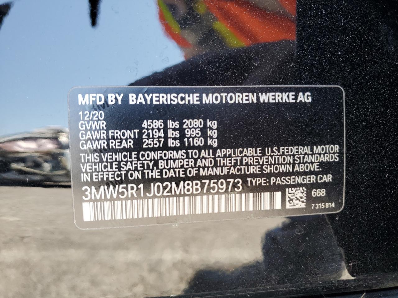 3MW5R1J02M8B75973 2021 BMW 330I