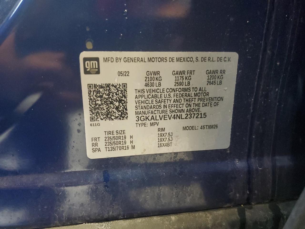 3GKALVEV4NL237215 2022 GMC Terrain Slt