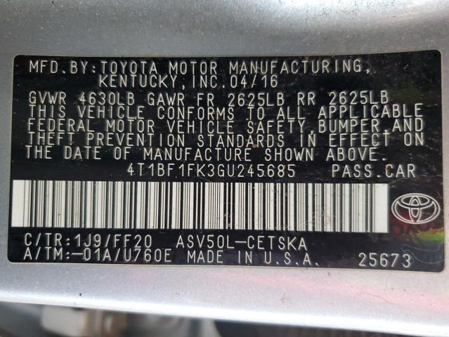 VIN 4T1BF1FK3GU245685 2016 Toyota Camry, LE no.12