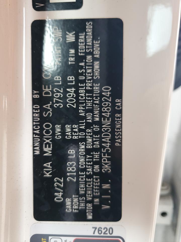 3KPF54AD3NE489240 2022 Kia Forte Gt Line