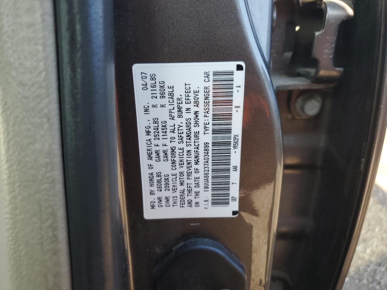 19UUA66237A034899 2007 Acura Tl