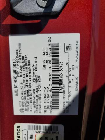 2019 Ford Mustang VIN: 1FATP8UH5K5159728 Lot: 62032504