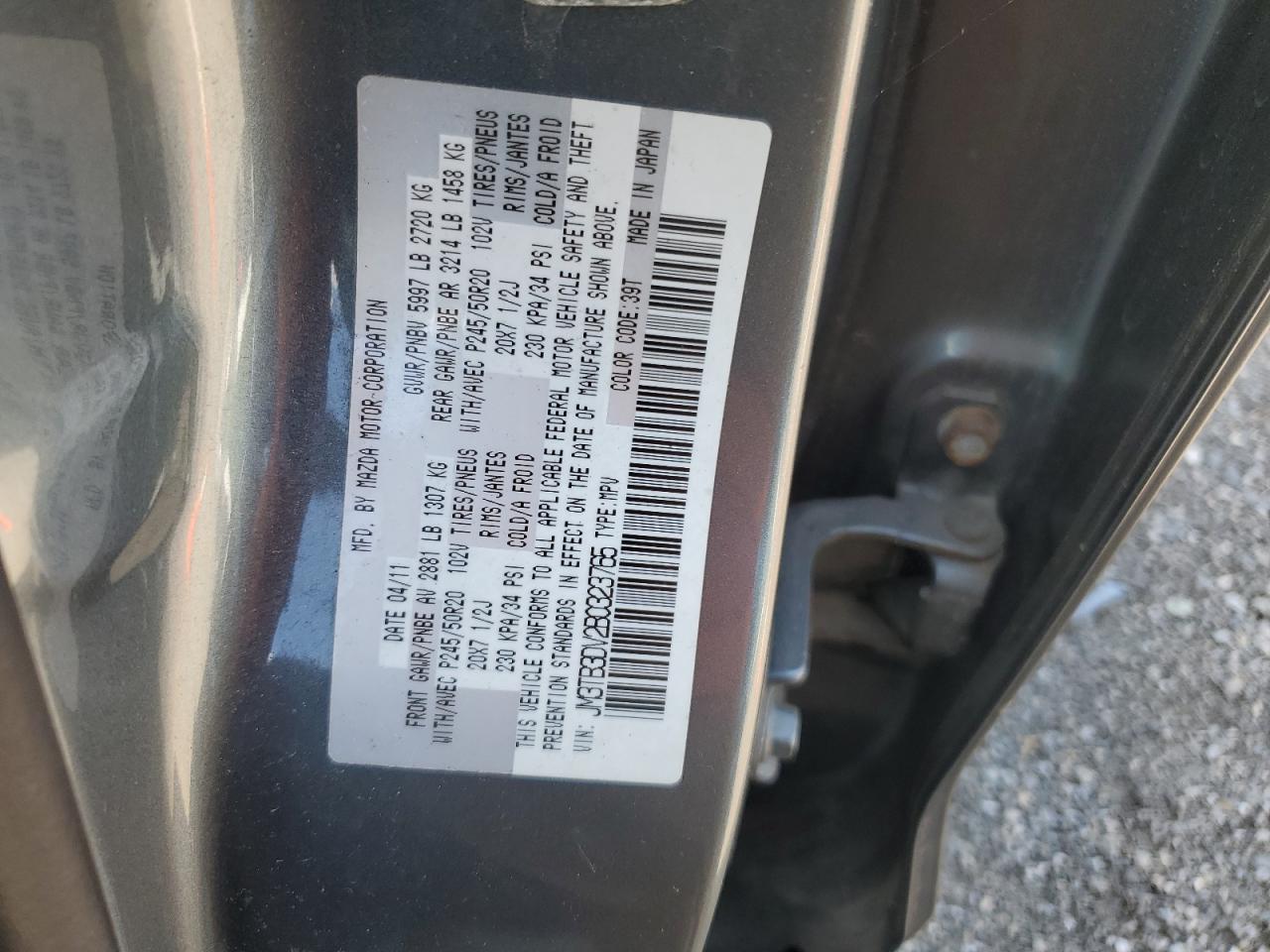 JM3TB3DV2B0323765 2011 Mazda Cx-9