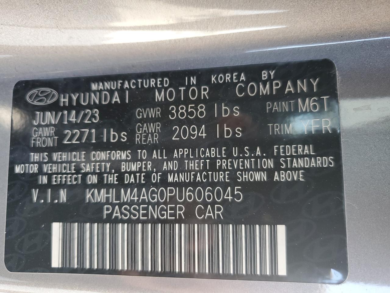 KMHLM4AG0PU606045 2023 Hyundai Elantra Sel