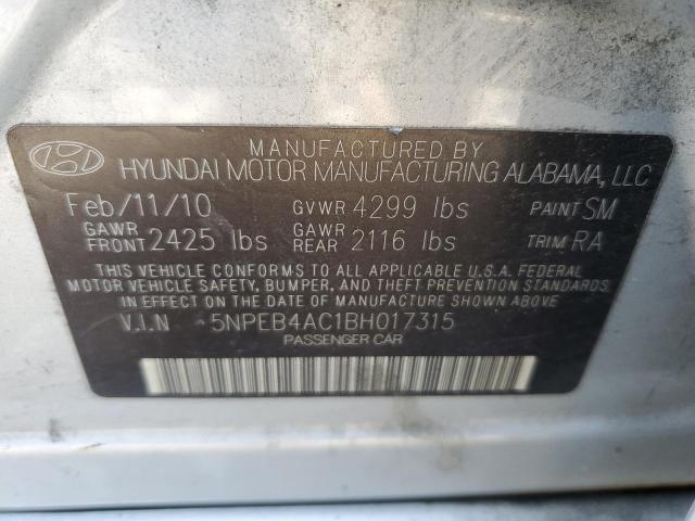 2011 Hyundai Sonata Gls VIN: 5NPEB4AC1BH017315 Lot: 62149094