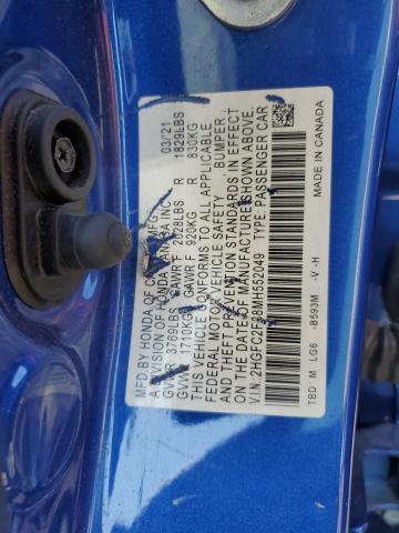 2021 HONDA CIVIC SPOR 2HGFC2F88MH552049