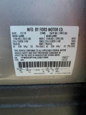 2020 FORD EXPLORER L 1FMSK8FH4LGB31969  64273104