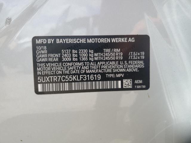 2019 BMW X3 Sdrive30I VIN: 5UXTR7C55KLF31619 Lot: 60547944