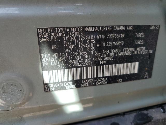 VIN 2T3C1RFV0NW220274 2022 Toyota RAV4, Xle Premium no.13